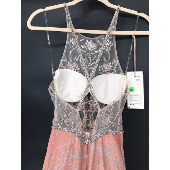 NWT Modessa Couture Light Pink Silver Beaded Ombré Illusion Gown Size 6 Prom - Picture 11 of 13